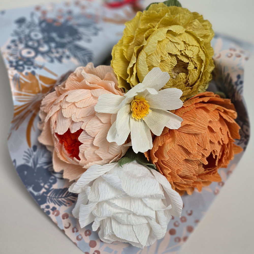Golden Harmony Bouquet – Handmade Paper Flowers