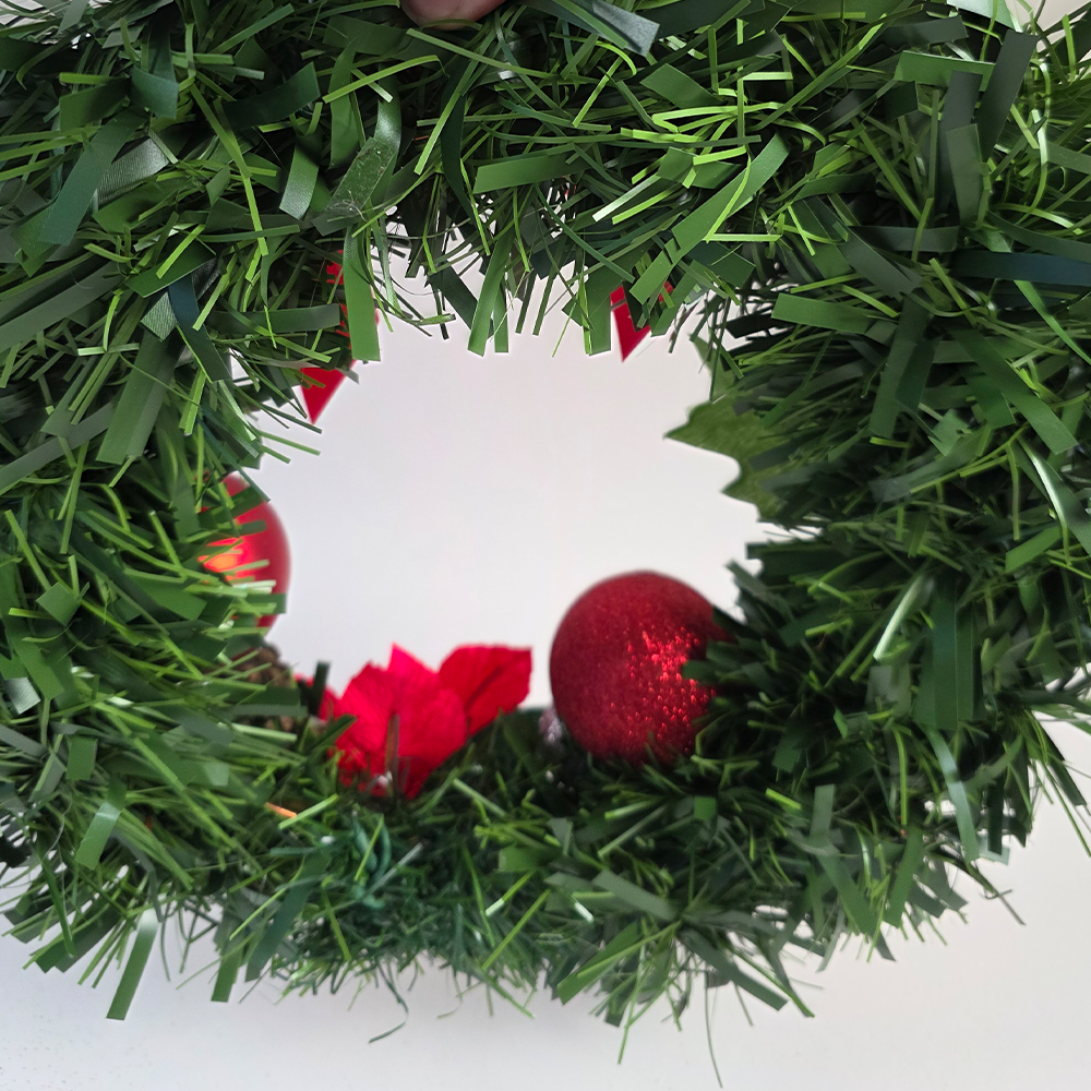 Large Christmas Wreath with Handmade Paper Poinsettia