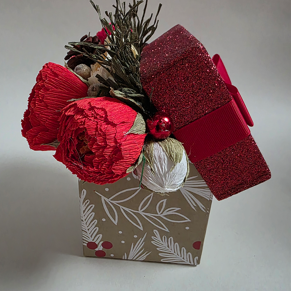 Christmas Gift Box Arrangement – Festive Forever Blooms