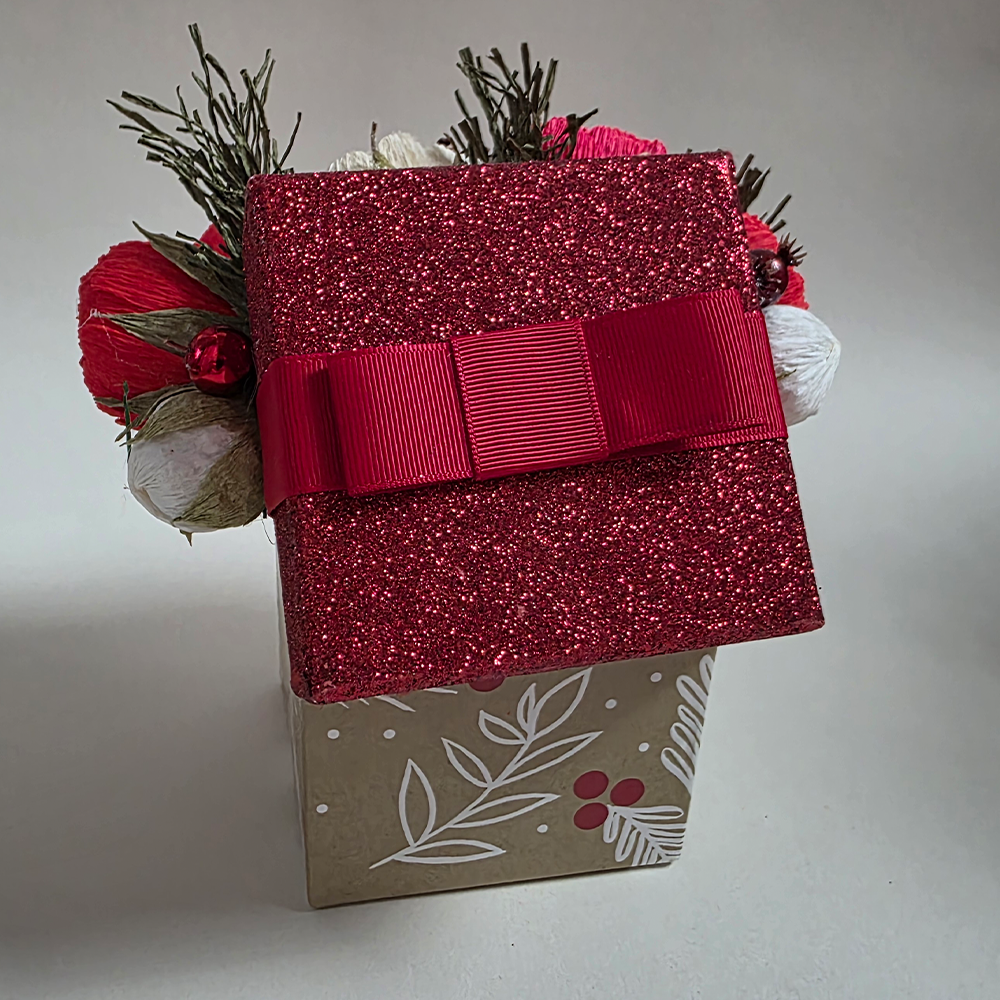 Christmas Gift Box Arrangement – Festive Forever Blooms