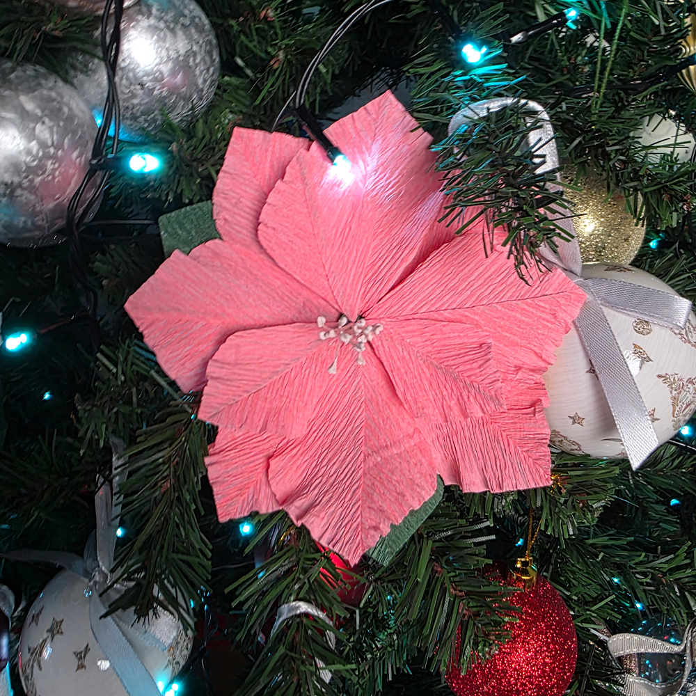 Handmade Crepe Paper Poinsettia – Christmas Ornament or Home Décor (Made to Order)