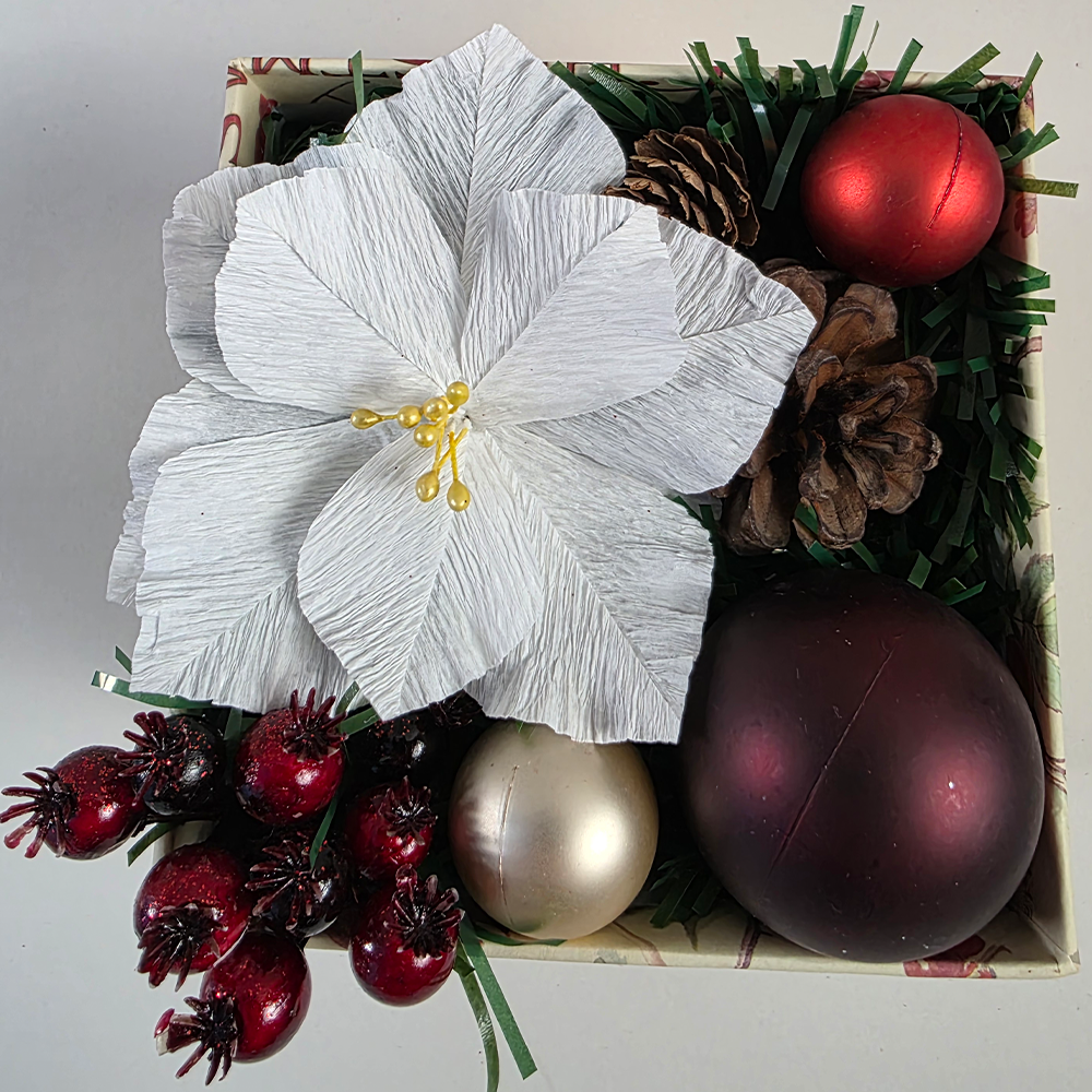 White Poinsettia Christmas Box