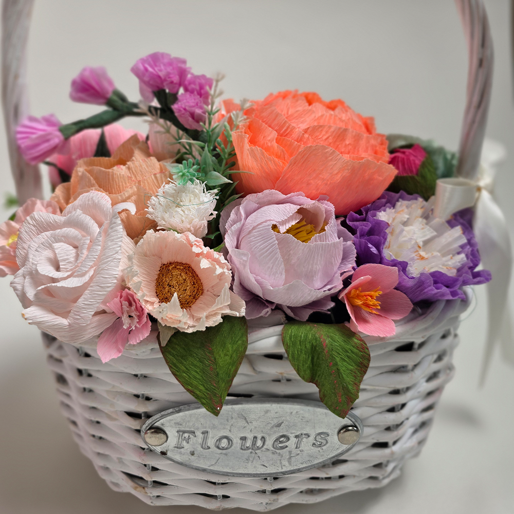 Luxury Bloom Basket – Handmade Paper Flower Arrangement