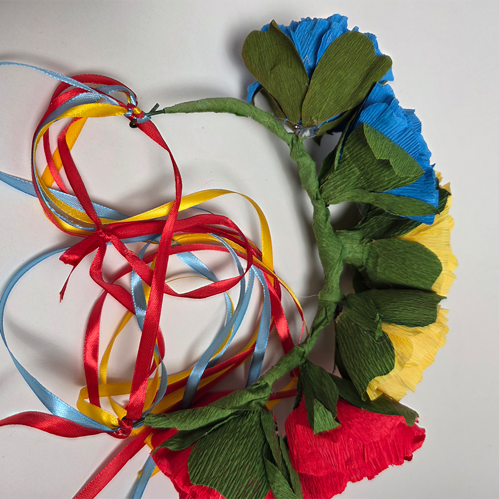 Floral Crown – Red, Yellow &amp; Blue Peonies