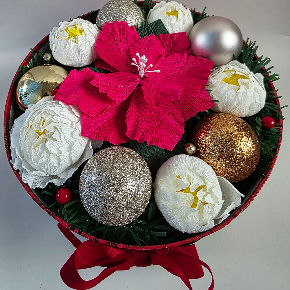 Large Christmas Hat Box Arrangement
