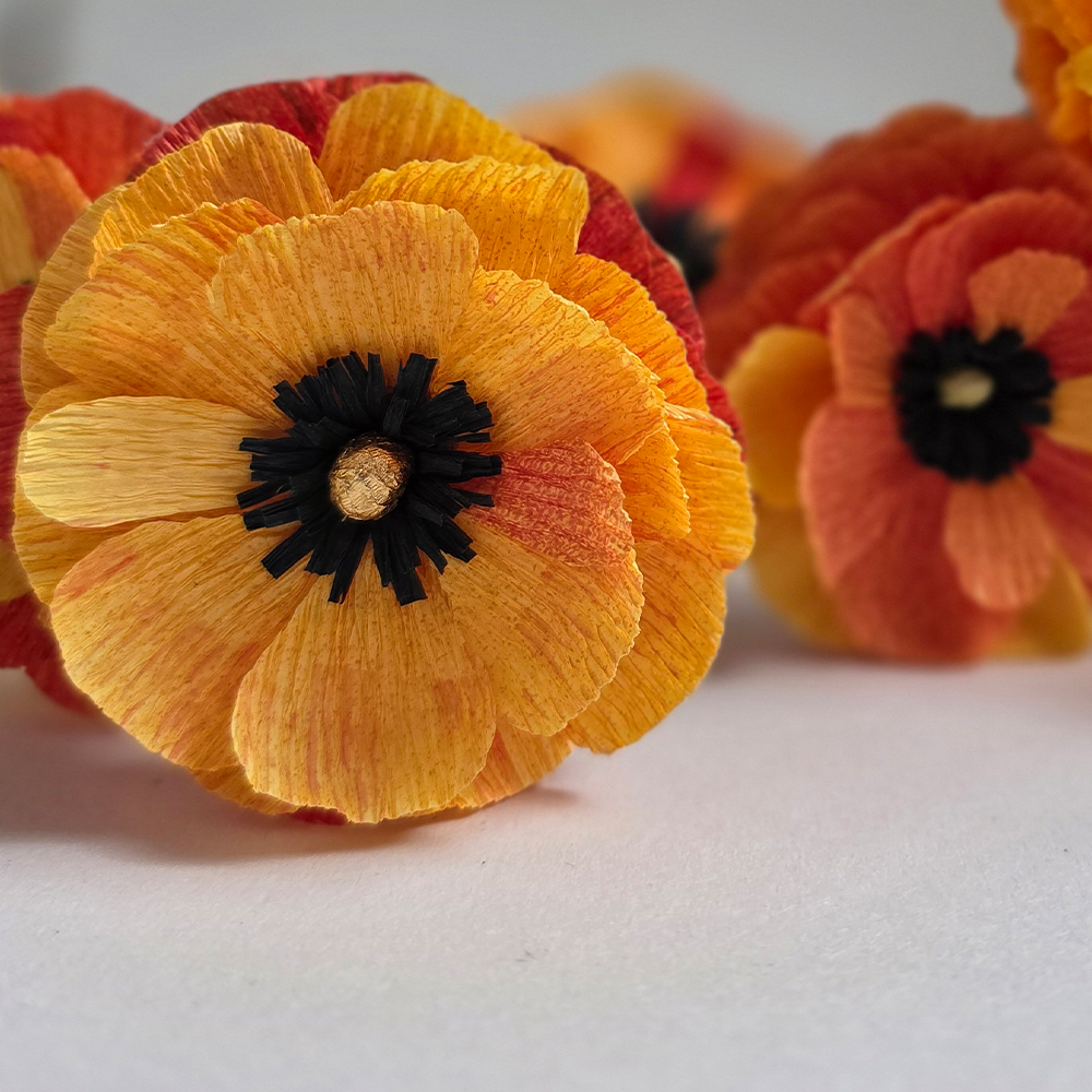 Handmade Crepe Paper Ranunculus – Custom Colours (Made to Order)