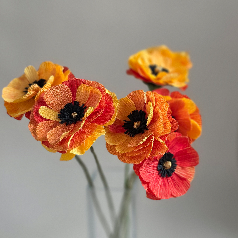 Handmade Crepe Paper Ranunculus – Custom Colours (Made to Order)