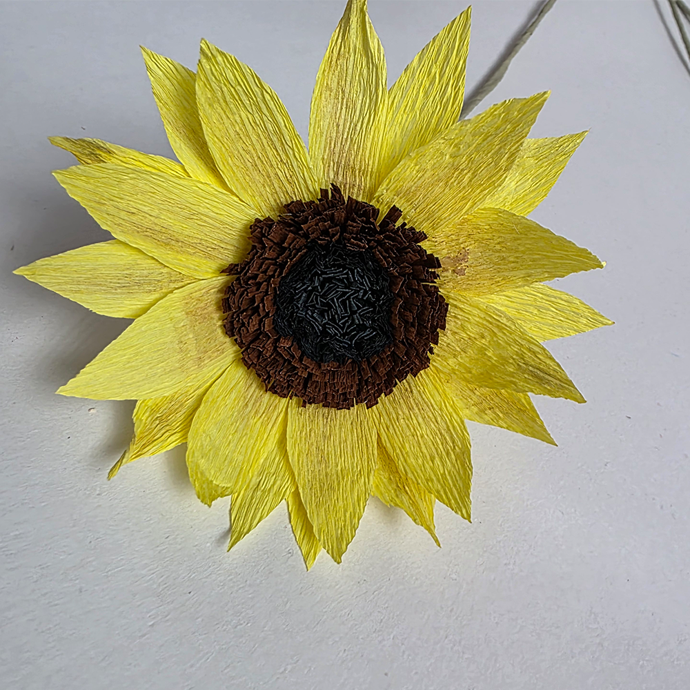 Handmade Crepe Paper Sunflower – Sharp Petal Design (Made to Order)