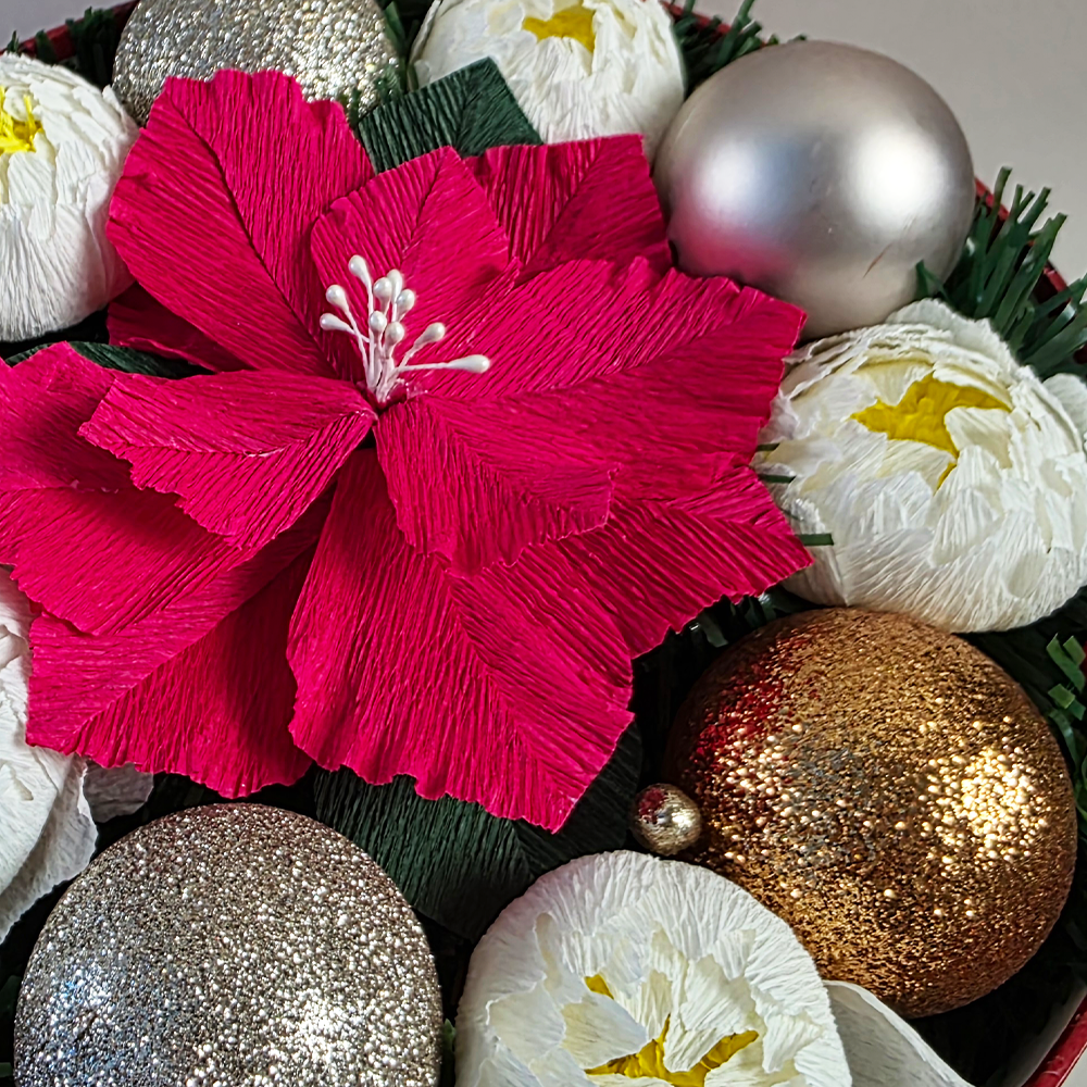 Large Christmas Hat Box Arrangement