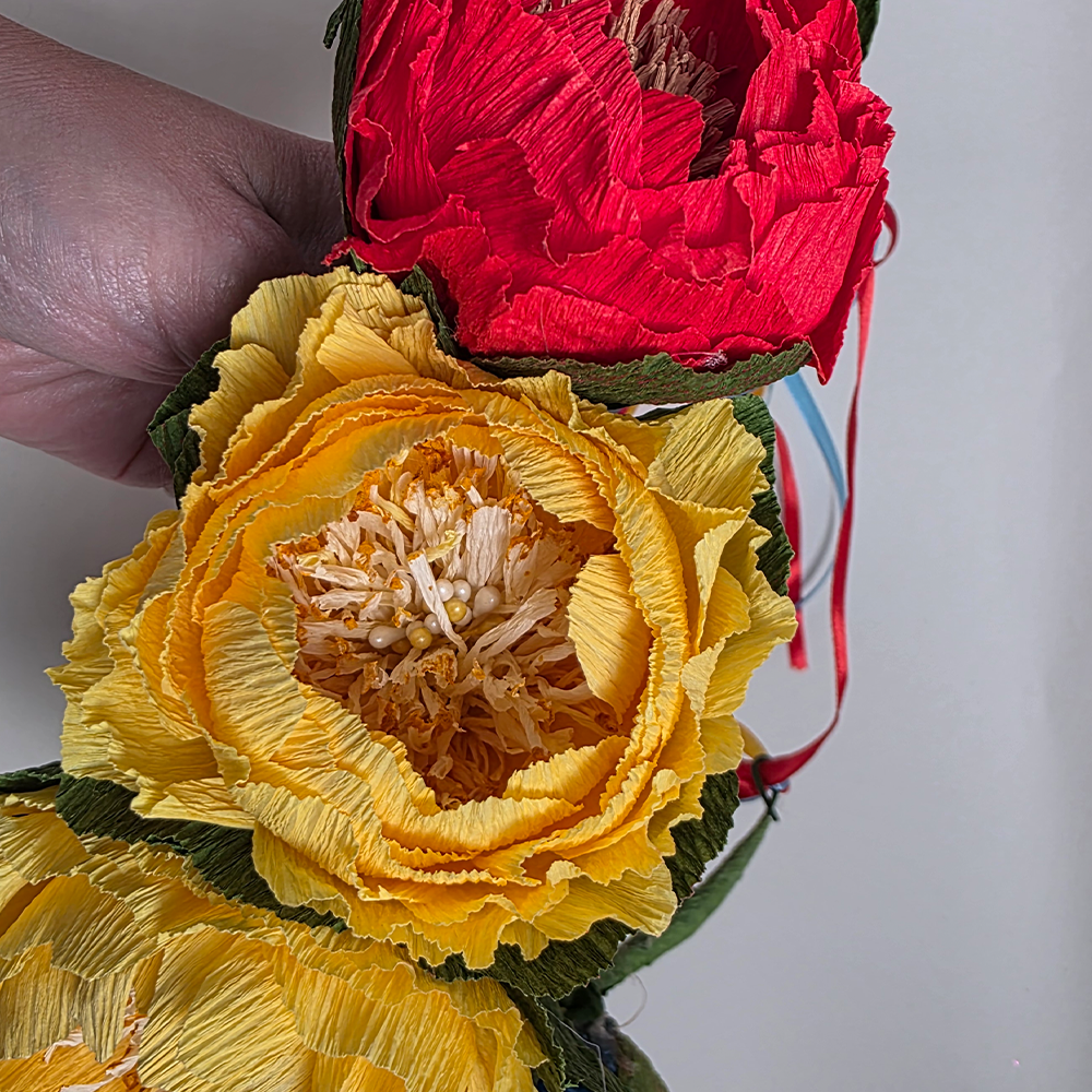 Floral Crown – Red, Yellow &amp; Blue Peonies